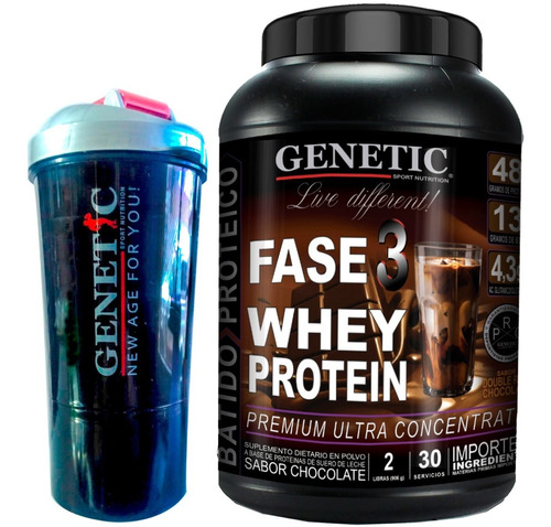F3 Whey Protein Shaker Polvera Genetic Crecimiento Muscular