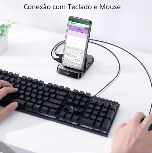 Imagem 4 de 9 de Hub Adaptador Docking Station Usb-c Hdmi 4k 7 Portas Baseus