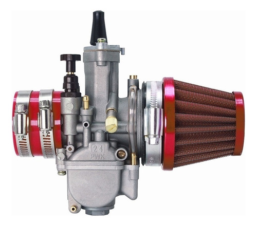 Carburador Pwk 24mm Con Rojo Filtro De Aire Y Adaptador