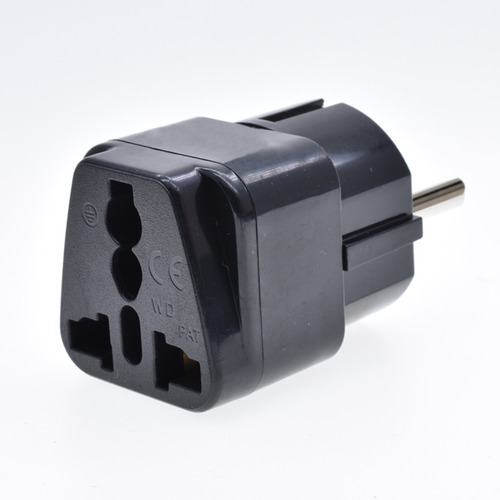 Adaptador Schuko Macho A Zócalo Universal 1 A 1 Negro 