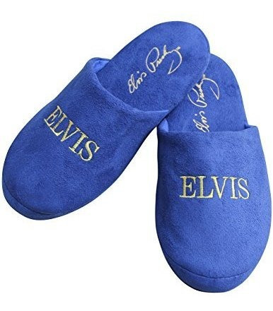 Elvis Presley The King Bordado Zapatos De Gamuza Azul Slippe