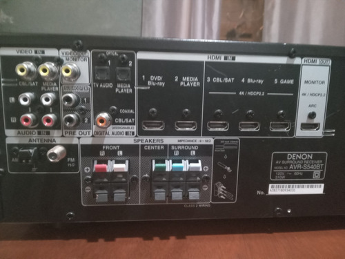 Denon Amplificador Avr-s540 Bt , 5.2 Canales, 4k , Bluetooth (Usado)