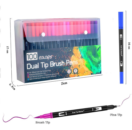 100 Colores Marcadores Plumones Punta De Pincel Dual Brush