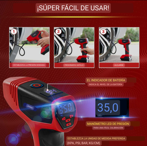 Compresor De Aire Inalámbrico Digital Para Carros, Bicicleta