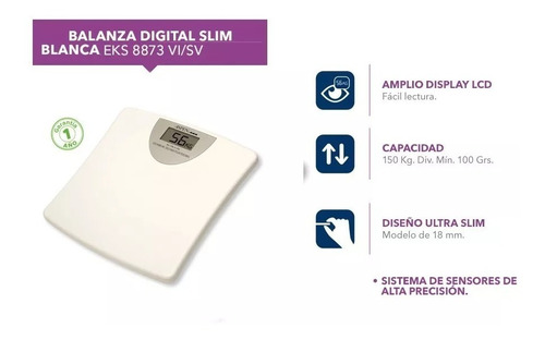 Balanza Digital Slim Aspen Eks 8873 150 Kg Display Baño