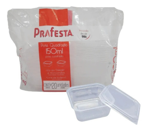 Pote Quadrado Com Tampa 150ml Para Doces C/140 Un - Prafesta