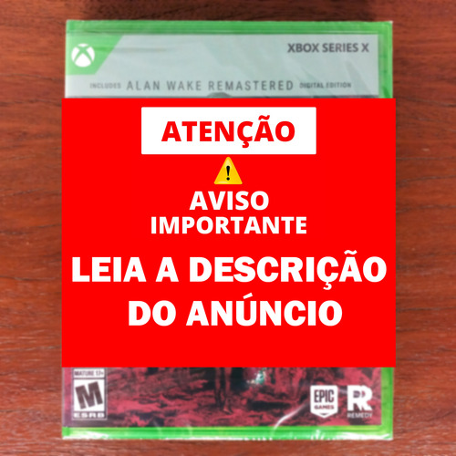 Alan Wake 2 Xbox Series X Midia Fisica Lacrado - 419 Em 1x (Usado)