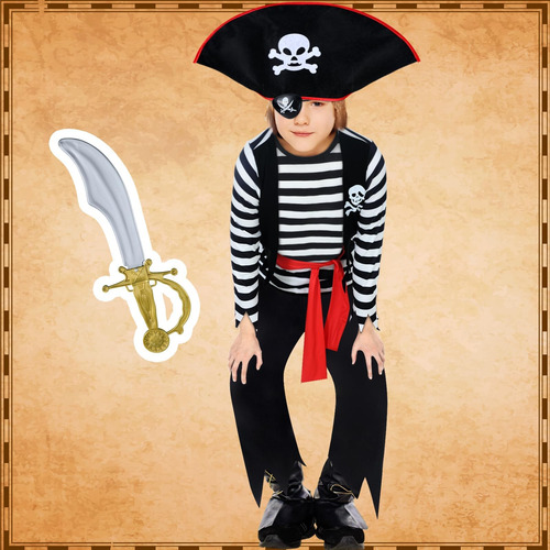 Leumoi Disfraz De Pirata Para Niños, 6 Piezas, Conjunto De D