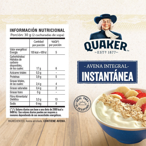 Imagen 2 de 3 de Quaker Avena Instantanea 380 Gr