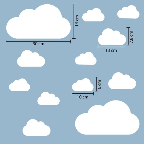 Imagem 4 de 5 de Adesivo De Parede Quarto Nuvens Infantil / Bebe 18 Nuvens