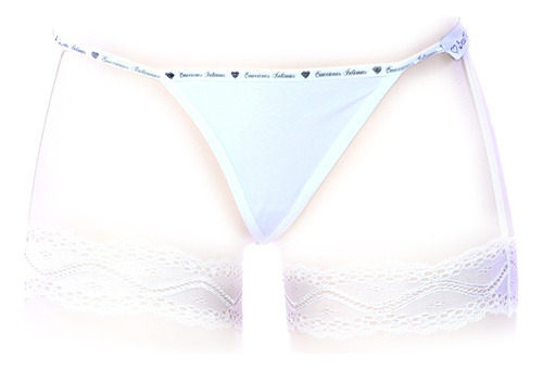 Tanga Hilo Dental Arnés Encaje De Piernas Tan005e Blanco