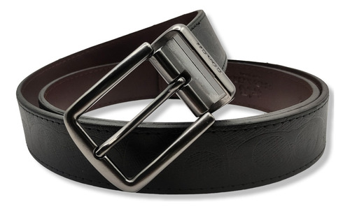 Cinturon Coach Doble Vista Reversible Hombre Mujer Unisex Color Troquelado Diseño De La Tela Hebilla Clasica Talla Ch (105cm)