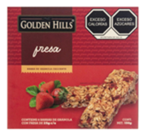 4 Pzs Golden Hills Barras De Cereal Con Fresa 150gr