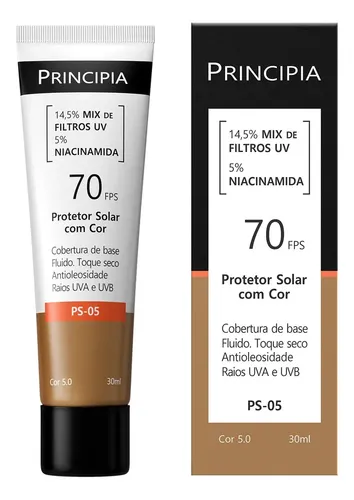 PRINCIPIA, Protetor Solar Facial FPS70 PS-05 Cor 5.0 c/ 30ml