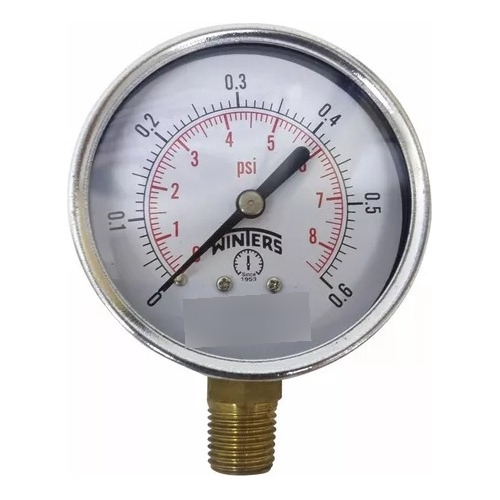 Manómetro Winters Gasista 63mm Inox. Glicerina R1/4 0-0.6kg