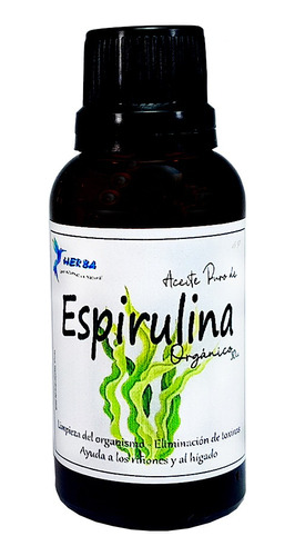 Aceite Herba  Espirulina 30cc Orgánico En Vidrio Con Gotero