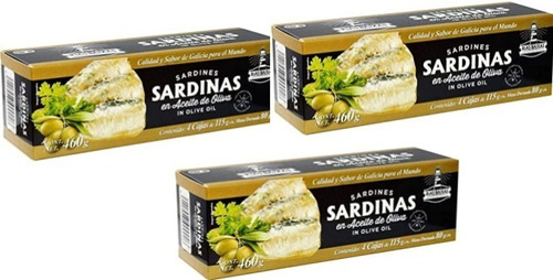 3 Pack Sardinas En Aceite De Oliva Rías Baixas 12 X 115 Grs