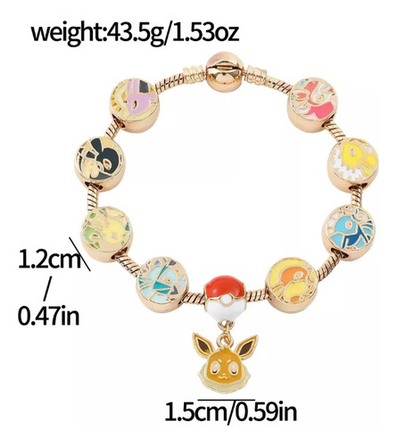 Pulsera Brazalete Eevee Evoluciones Pokemon Dijes