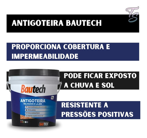 Manta Líquida Anti Goteira Bautech 12kg Kit Com 4 Baldes