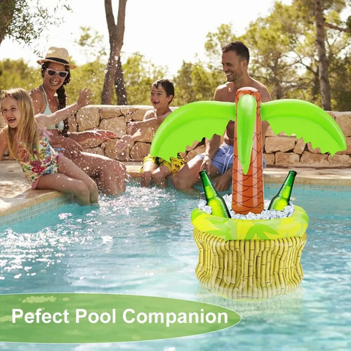 2pz Hielera Inflable Para Albercas Playa Flotadora Fiestas Verde