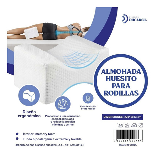 Imagen 2 de 3 de Almohada Huesito Para Rodillas Ducarsil