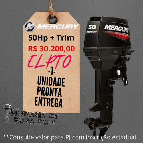 Imagem 3 de 17 de Motor De Popa 50 Hp Comando Mercury - 2 Tempos -