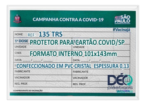 Capa Protetora Para Cartão Vacina Sp 4 Peças