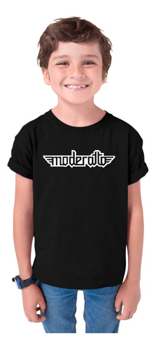 Camiseta Negra De Algodón Rock Moderatto Logo Banda