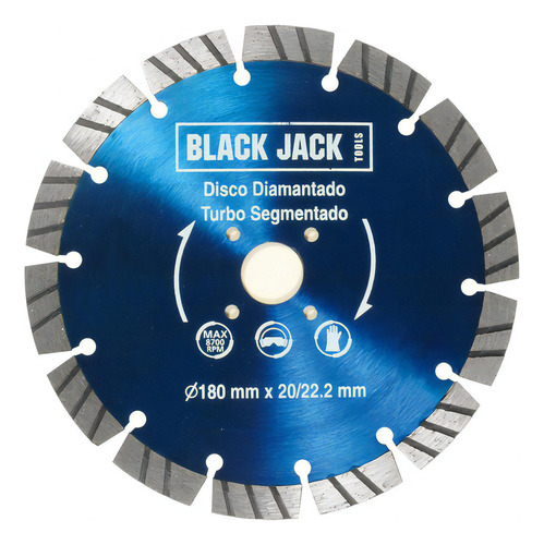 Disco Diamantado Turbo Segmentado 180 Mm Black Jack X 1 Unid Color Azul