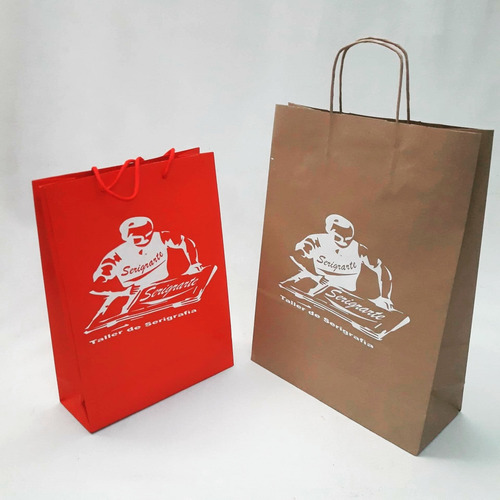 Bolsas Personalizadas Delibery. Logo. Serigrafia. Papel Kaf,