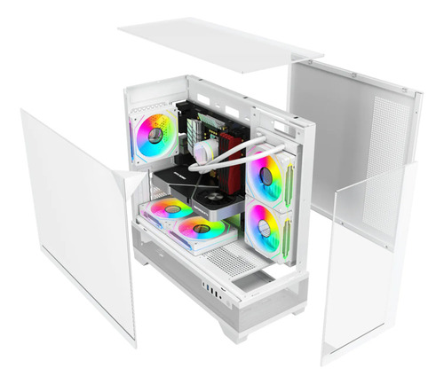 Gabinete Gamer Liketec Mahal Snow Mid Tower Topo Vidro S Fan