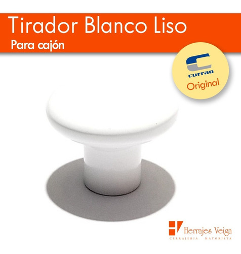 Tirador Blanco Liso Currao Cocina Cajón Mueble X14
