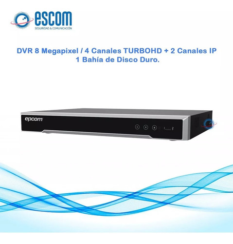 Kit 4 Cámaras 5mpx Epcom Negro Dvr 4 Ch Disco 1tb Siames
