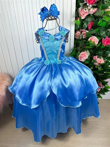 Vestido Infantil Cinderela Brinde Disney Tam 4 A 10 - Compre Agora