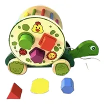 Comprar Tortuga De Arrastre Con Piezas Encastre De Madera Para Bebé