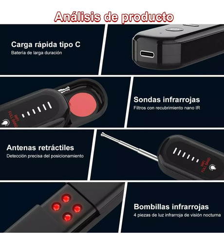 Detector De Cámara Mini Espía Micrófono Y Rastreador Gps