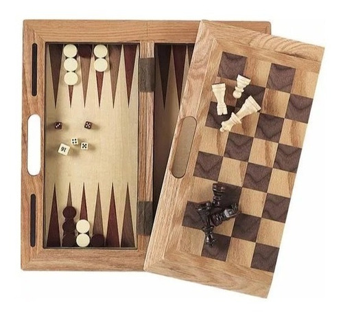 Ajedrez De Madera Alta Calidad  3 En 1 Damas Backgammon