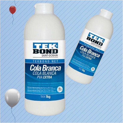 12x - Cola Branca Pva Tek Bond Para Tecidos 1kg | Artesanato