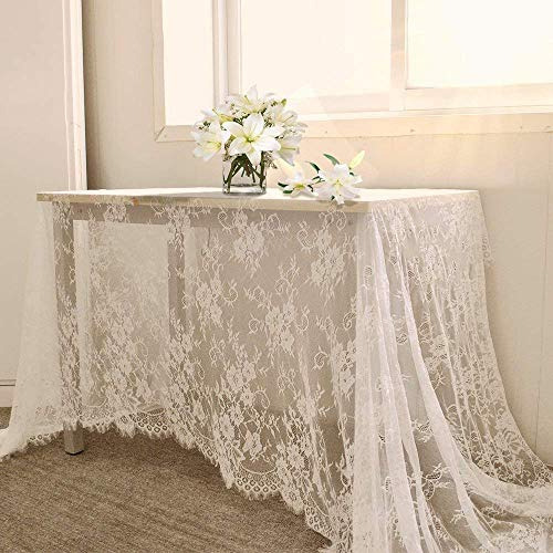 60 X120 Inch Classic White Wedding Lace Tablecloth Lace...