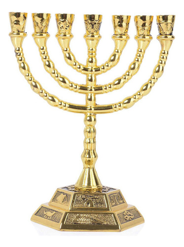 Candelabro Portavelas Dorado De 7 Brazos