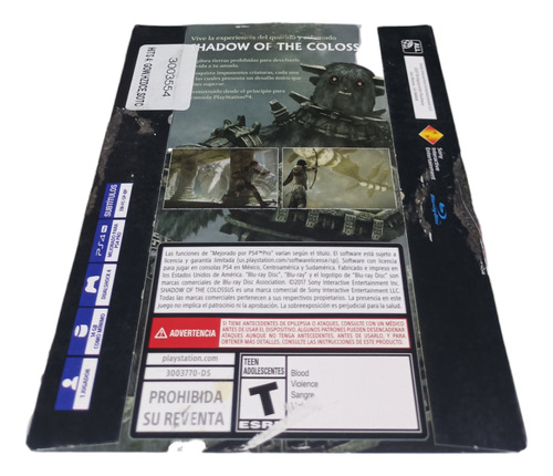 Shadow Of The Colossus - Sony Computer -ps4 (Usado)
