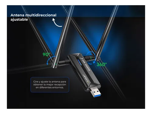 Adaptador Wifi 6e Ax3000 Usb Mt7921a 2.4/5/6ghz Carrello