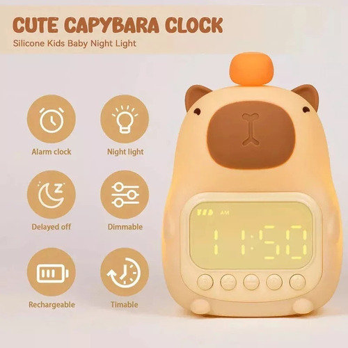 Mz Lindo Despertador De Silicone Capivara, Luz Noturna Para