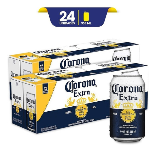 Cerveza Clara Corona Extra, 2x 12 Pack Lata De 355ml 
