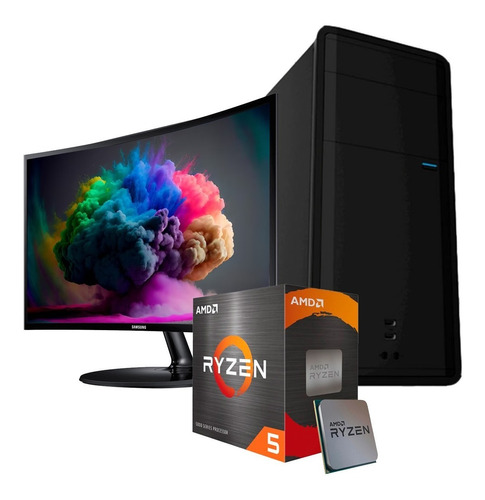 Pc Diseño Gamer Amd Ryzen 5 4600g Ssd 960gb 16gb Monitor Led