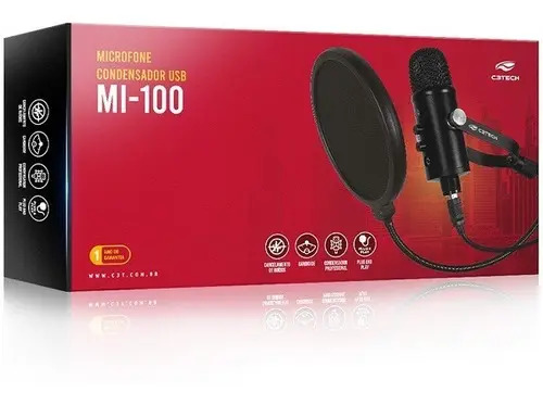 Microfone Streaming Usb Mi-100bk C3 Tech