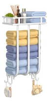 Comprar Soporte De Toallas Con Estante Y Ganchos Para Baño