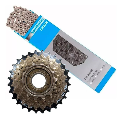 Kit Transmisión Cadena Shimano + Piñon Shimano 7v A Rosca