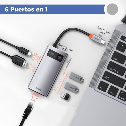 Hub Adaptador Usb 3.0 Hdmi 4k Red Usb C Pd Zapatilla Baseus