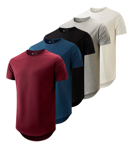 Kit 5 Camisetas Masculina Long Line Cotton Oversize By Zaroc